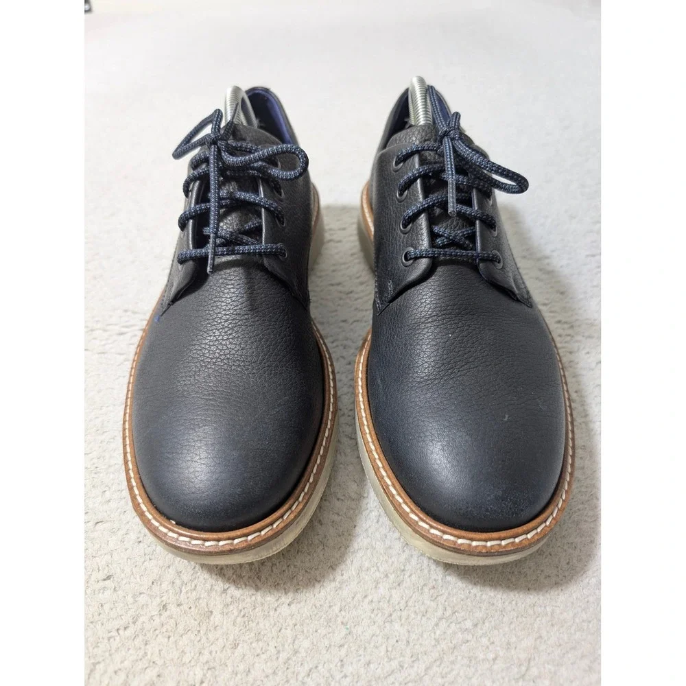 Ecco Hybrid Derby Shoes Mens 42 Blue Pebbled Leather Lace Up‎ Casual 511844